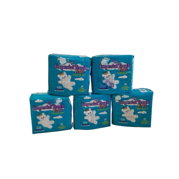 Vintage Made In The USA Imperial Touch Plus Diapers XL babies 32 Lbs + RARE - Picture 1 of 4